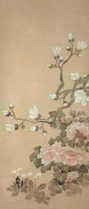 Peonie, magnolia e denti di leone da Tawaraya Sotatsu