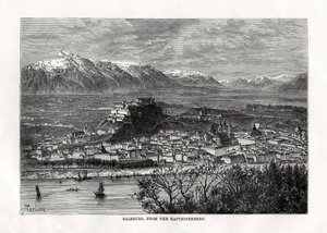 Salisburgo, dal Kapuzinerberg, Austria, XIX secolo