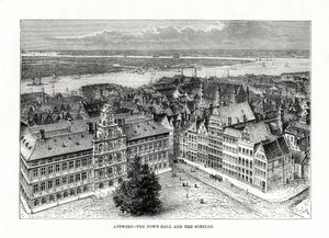 Municipio e fiume Schelda, Anversa, Belgio, 1879 da Taylor