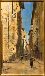 Vista Parziale di una Strada nel Centro Storico di Firenze, c.1880 da Telemaco Signorini