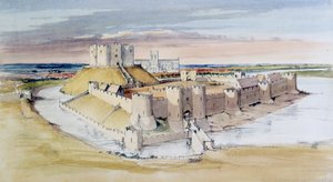Illustrazione del Castello di York, North Yorkshire, come poteva essere alla fine del XIII secolo, 1985