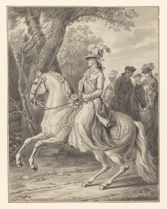 Guglielmina di Prussia, principessa di Orange-Nassau, a cavallo da Tethart Philip Christian Haag (signed by artist)