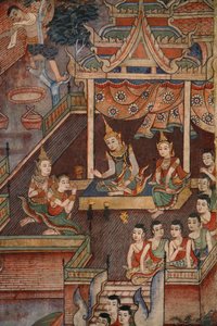 Dettaglio di un murale nel Viharn laikam a Wat Phra Singh da Thai School