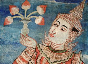 Dettaglio di un murale nel Viharn laikam a Wat Phra Singh da Thai School