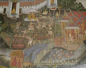 Dettaglio della città di Phitsanulok, Wat Bowonniwet Vihara, Bangkok da Thai School