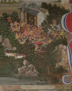 Scena con influenza cinese, Sala Geng, Wat Bowonniwet Vihara, Bangkok