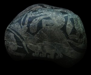 La pietra di Ica. Un uomo che uccide un dinosauro da The Ica stones.