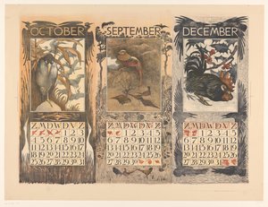 Calendari per ottobre, settembre e dicembre 1903