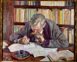 Ritratto del poeta belga Emile Verhaeren (1885-1916) nel suo ufficio da Théo van Rysselberghe