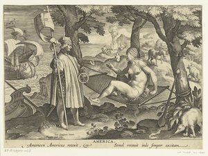 Amerigo Vespucci sbarca in America da Theodoor Galle