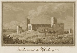 Veduta delle rovine del castello di Rakvere da Theodor Gehlhaar