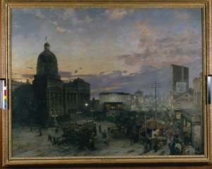 Washington Street, Indianapolis al Tramonto da Theodor Groll