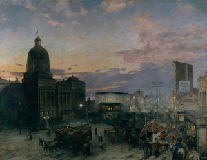 Washington Street, Indianapolis al crepuscolo, 1892-1895 da Theodor Groll