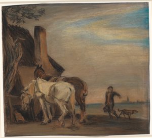 Karl che porta acqua a due cavalli (copia da un dipinto di Paulus Potter al Louvre) da Theodor Philipsen