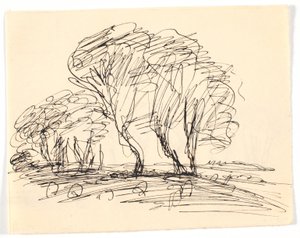 Schizzo di paesaggio con grandi alberi da Theodor Philipsen