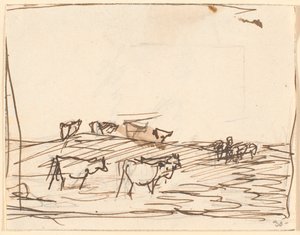 Schizzo di paesaggio con mucche