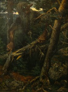 Vecchio troll che rompe alberi nella foresta da Theodor Kittelsen