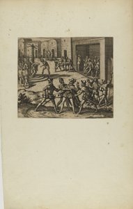 (Jacobus Almagrus a Ferdinando Pizarro Invincula Coniicitur in Carcere....) (dal libro Americae, parte sesta) da Theodor de Bry