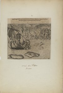 Appellit navis gallicai: qui inerant, redimunt a barbaris gossip pium... (dal libro, Americae, parte terza) da Theodor de Bry