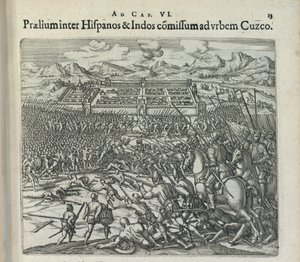 Battaglia tra gli spagnoli e gli indiani alle porte di Cuzco, 1596