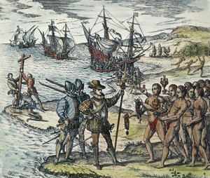 Sbarco di Colombo nelle Indie. 1594