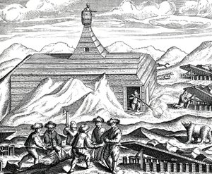Tagliare un orso al Polo Nord, c.1600 (incisione)