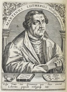 Martin Lutero. (1483-1546). Riformatore religioso tedesco e fondatore della Riforma. Ritratto da Theodor de Bry