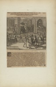 Mercatores Quidam cum Deessent Illis Cibi/Quibus Vescerentur in.... (dal libro Americae, parte quinta) da Theodor de Bry