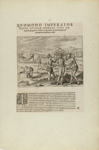 Quomodo Imperator/Regni Guianae, Nobiles Suos Or-/Nare.... (dal libro Americae, parti settima e ottava) da Theodor de Bry