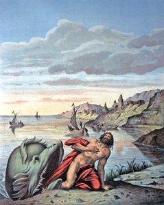 Giona esce dal ventre della balena, metà del XIX secolo (illustrazione) da Theodore (after) Amst