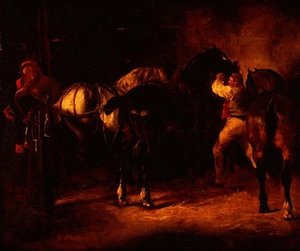 Tre cavalli in una stalla da Theodore (attr. to) Gericault