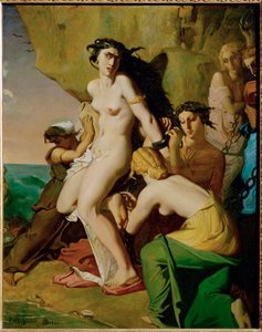 Andromede attachee au rocher par les Nereides - Andromeda incatenata alla roccia dalle sirene ... da Théodore Chassériau