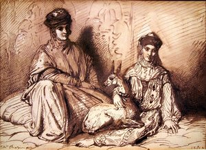 Donna araba e ragazza con una gazzella da Théodore Chassériau