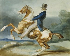 Un cavaliere e il suo cavallo impennato da Theodore Gericault