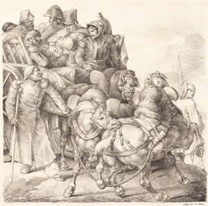 Carro pieno di soldati feriti da Theodore Gericault