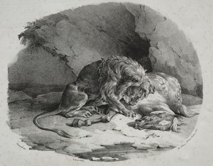 Cavallo divorato da un leone, 1823 da Theodore Gericault