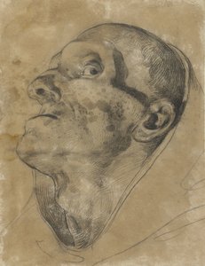 Testa di un uomo che guarda in alto, con sguardo verso il basso da Theodore Gericault