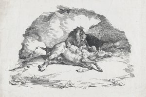 Leone che divora un cavallo, 1818 da Theodore Gericault