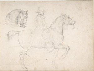 Uomo a cavallo e studio della testa di cavallo da Theodore Gericault