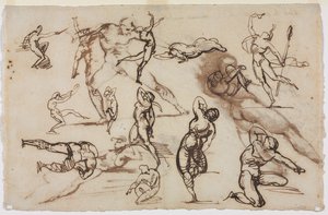 Foglio di schizzi (verso) da Theodore Gericault