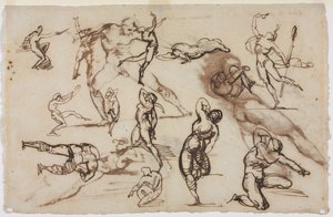 Foglio di schizzi (verso) da Theodore Gericault
