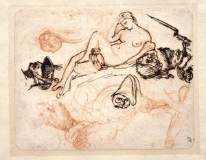Foglio di studi con la «Notte» di Michelangelo, un granatiere e altri schizzi da Theodore Gericault