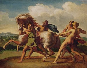 Schiavi che fermano un cavallo, studio per "La corsa dei cavalli barbari" da Theodore Gericault