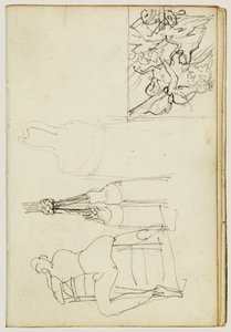 Nappine, figura seduta vista da dietro la sedia, bozzetto in miniatura del “Cacciatore alla carica” da Theodore Gericault