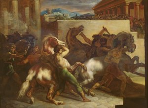 La corsa dei cavalli selvaggi a Roma, c.1817 da Theodore Gericault