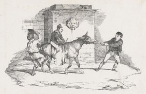 Tre bambini che giocano con un asino (Three Children Playing with a Donkey) da Theodore Gericault