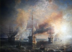 Francese:  La flotte française se rendant de Cherbourg à Brest, 1858 La flotta francese in navigazione da Cherbourg a Brest, 1858