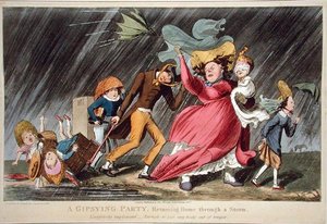 Una festa gitana che torna a casa attraverso una tempesta, pubblicato da Thomas McLean, Londra da Theodore Lane