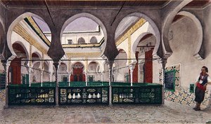 Vista di un cortile interno di una casa ad Algeri, c.1830