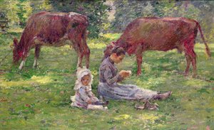 Guardare le mucche (olio su tela) da Theodore Robinson